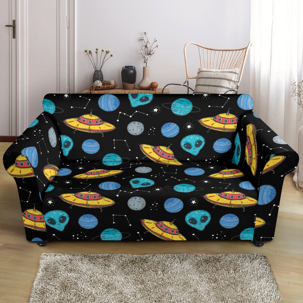 UFO Alien Print Design LKS306 Loveseat Couch Slipcover