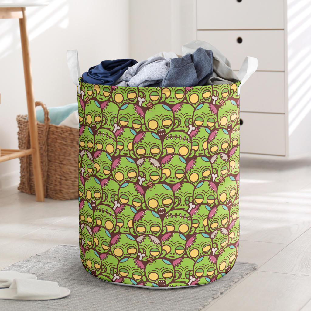 Zombie Head Design Pattern Print Laundry Basket