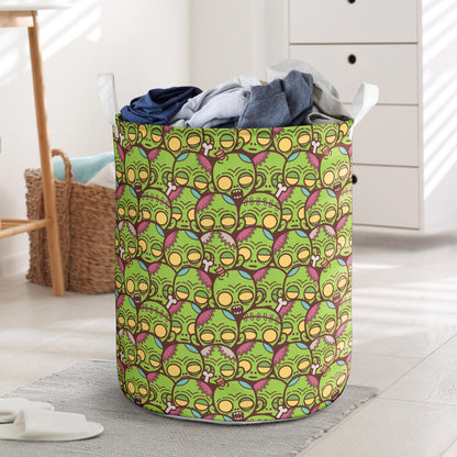 Zombie Head Design Pattern Print Laundry Basket
