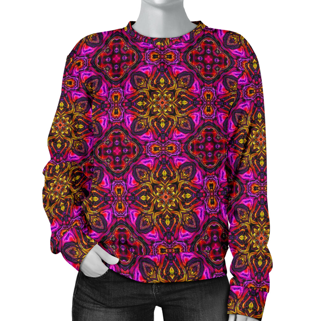 kaleidoscope Abstract Print Design Women Long Sleeve Sweatshirt