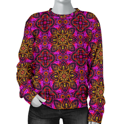 kaleidoscope Abstract Print Design Women Long Sleeve Sweatshirt