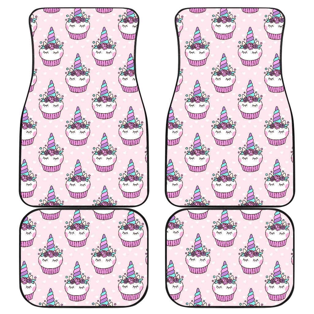 Cupcakes Unicorn Print Pattern Car Floor Mats Front Back