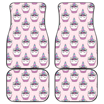 Cupcakes Unicorn Print Pattern Car Floor Mats Front Back