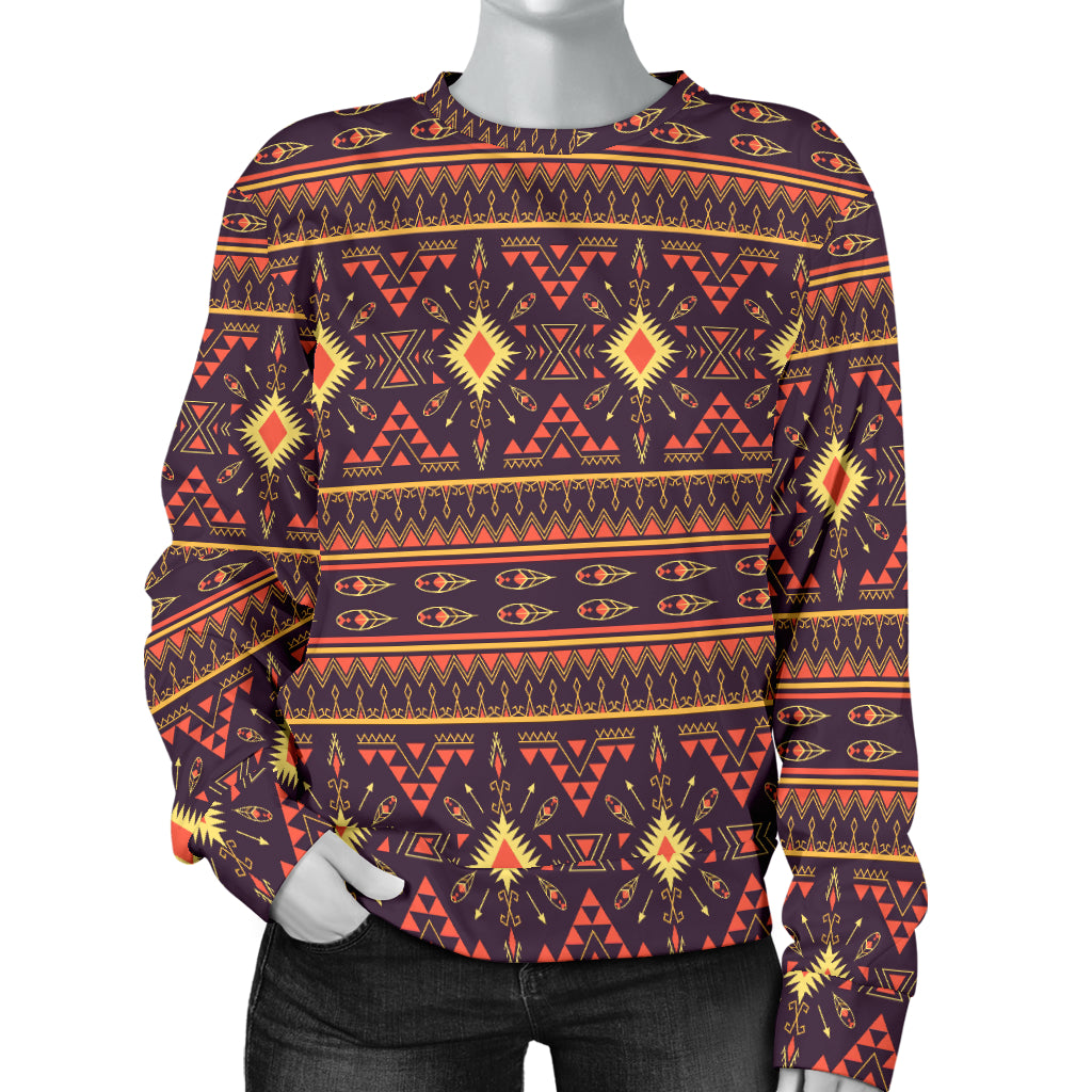 Southwest Ethnic Design Themed Print Women Long Sleeve Sweatshirt