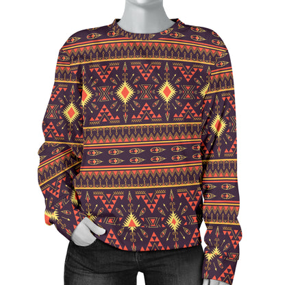 Southwest Ethnic Design Themed Print Women Long Sleeve Sweatshirt