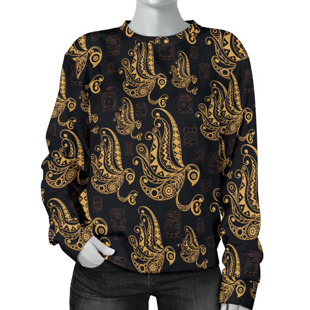 Owl Tribal Polynesian Design Print Women Long Sleeve Sweatshirt