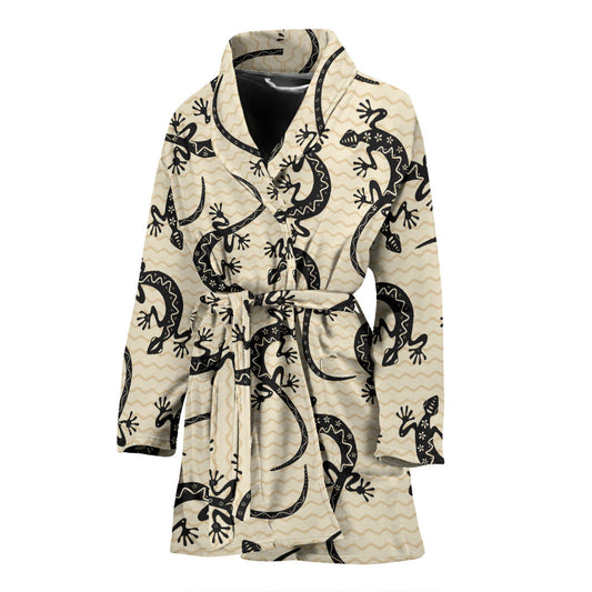 lizard Pattern Print Design 02 Women Bathrobe