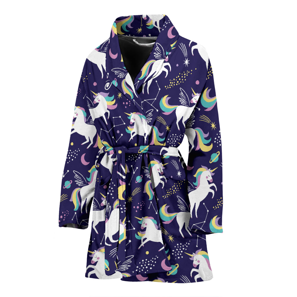 Unicorn Print Design LKS305 Women Bathrobe