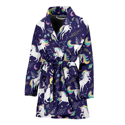 Unicorn Print Design LKS305 Women Bathrobe