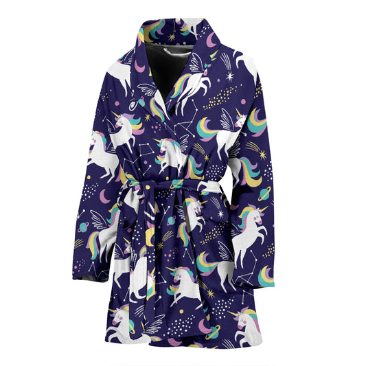 Unicorn Print Design LKS305 Women Bathrobe