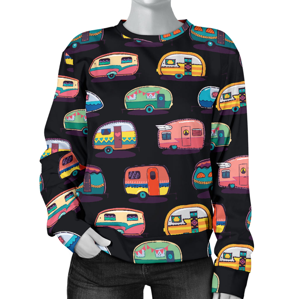Camper Camping Pattern Women Long Sleeve Sweatshirt