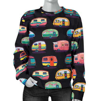 Camper Camping Pattern Women Long Sleeve Sweatshirt