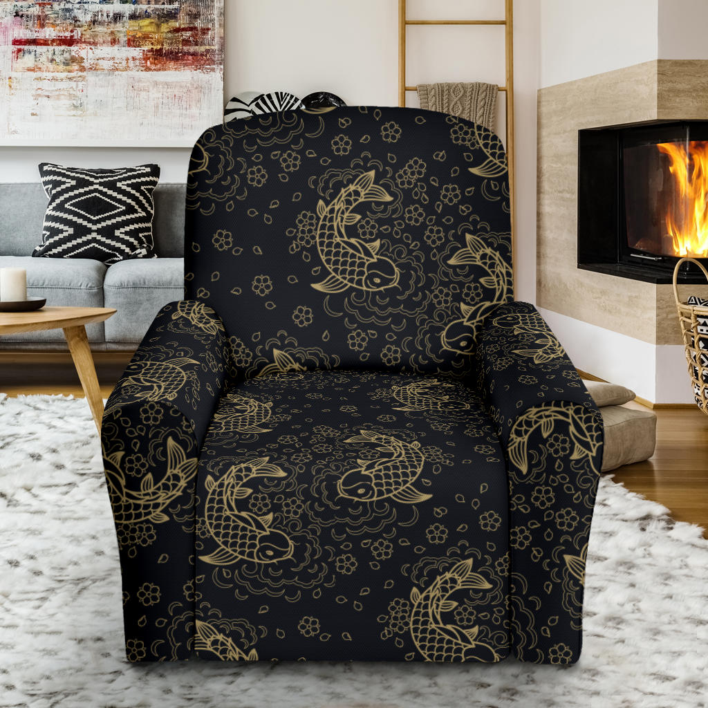 KOI Fish Pattern Print Design 02 Recliner Slipcover with Pocket