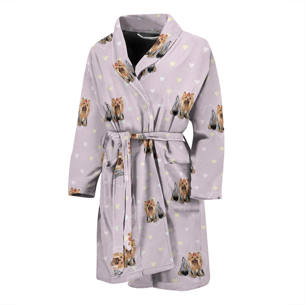 Yorkshire Terriers Print Design LKS302 Men Bathrobe