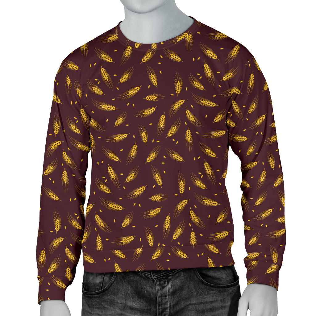Agricultural Gold Wheat Print Pattern Men Long Sleeve Sweatshirt