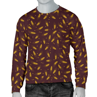 Agricultural Gold Wheat Print Pattern Men Long Sleeve Sweatshirt