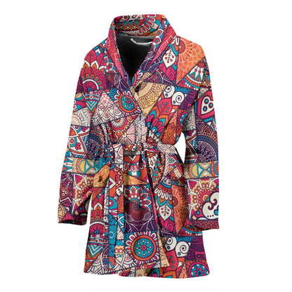 Patchwork Print Design LKS401 Women Bathrobe