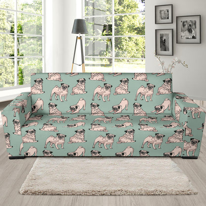 Pug Pattern Print Design A01 Sofa Slipcover