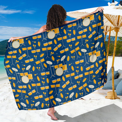 Drum Set Pattern Print Design 03 Sarong Pareo Wrap