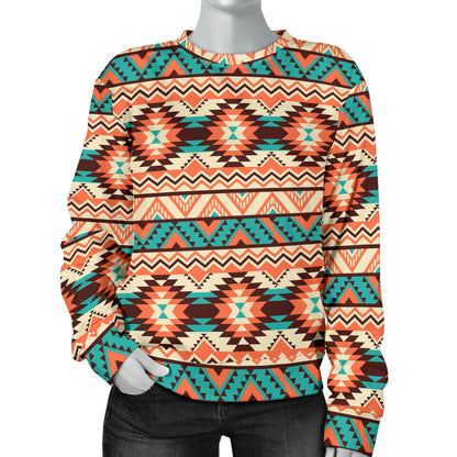 Navajo Western Style Print Pattern Women Long Sleeve Sweatshirt