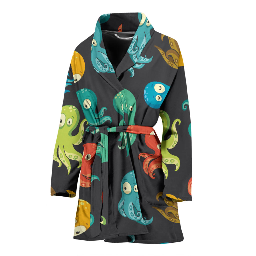 Octopus Pattern Print Design A01 Women Bathrobe