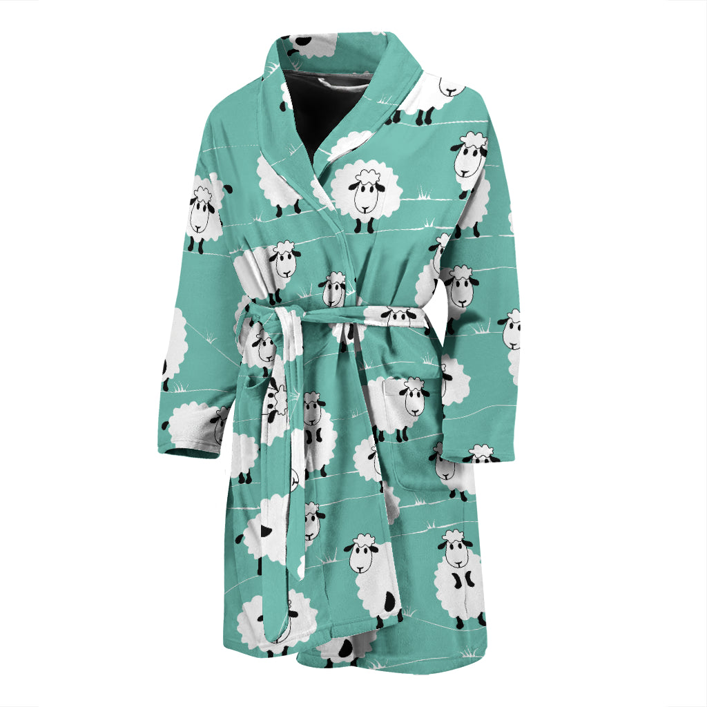 Sheep Print Design LKS404 Men Bathrobe