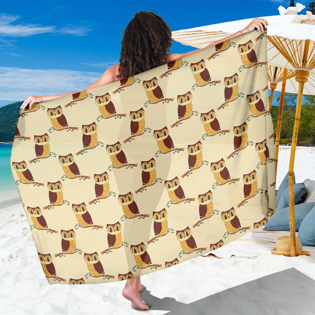 Owl Pattern Print Design A07 Sarong Pareo Wrap