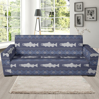 Salmon Fish Knit Style Print Design LKS304 Sofa Slipcover