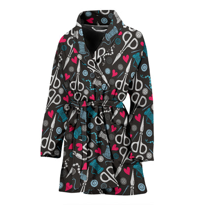 Sewing Equipment Print Design LKS305 Women Bathrobe