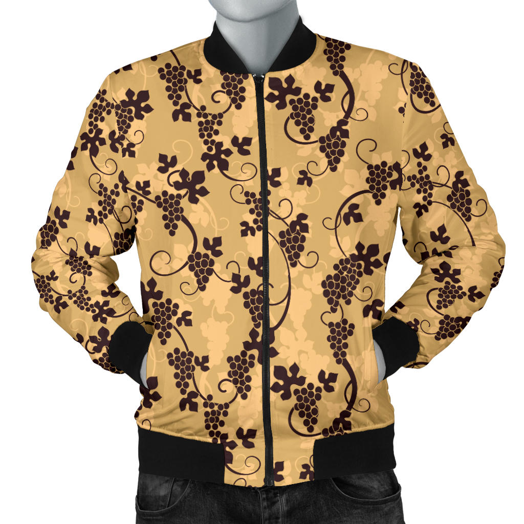 Wine Grape Design Print Men Bomber Jacket