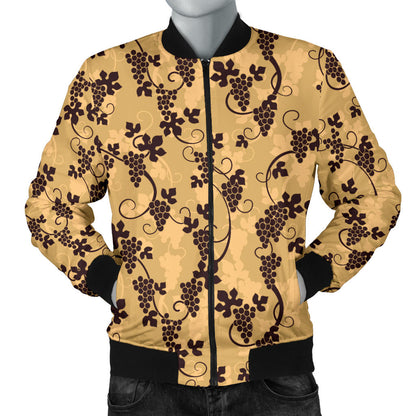 Wine Grape Design Print Men Bomber Jacket