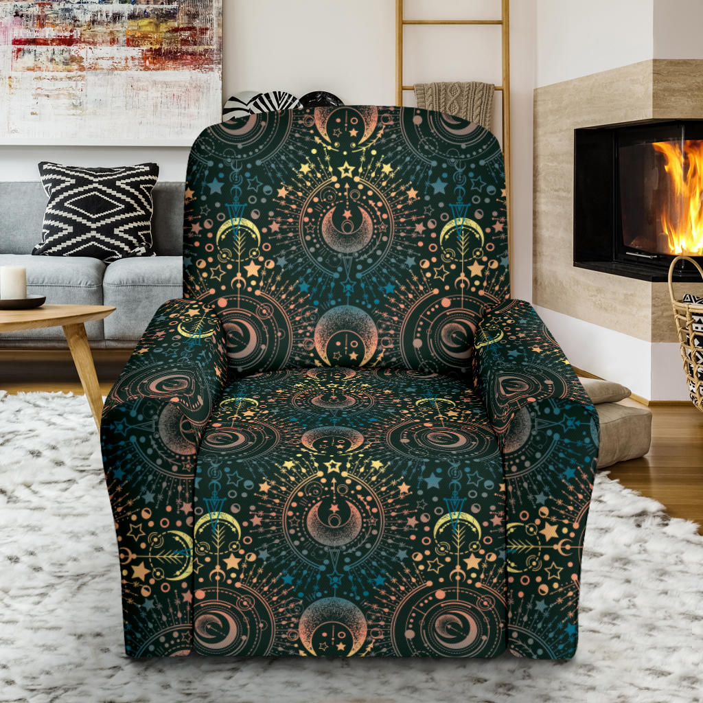Sun Moon Print Design LKS307 Recliner Slipcover with Pocket