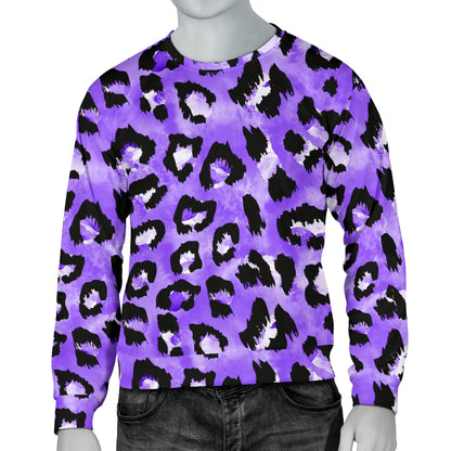 Leopard Purple Skin Print Men Long Sleeve Sweatshirt