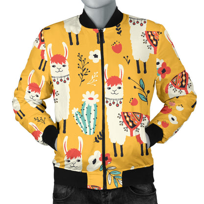 Llama Cute Themed Print Men Bomber Jacket