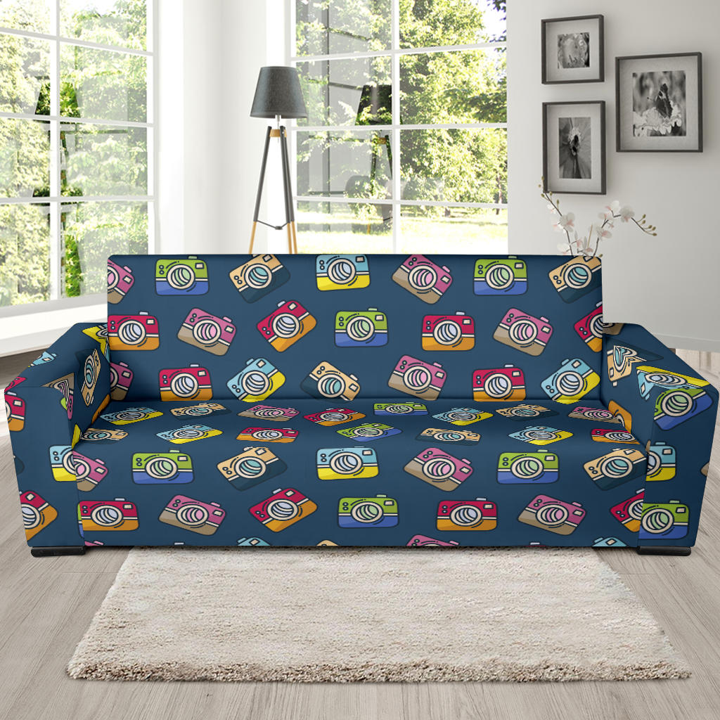 Camera Pattern Print Design 03 Sofa Slipcover