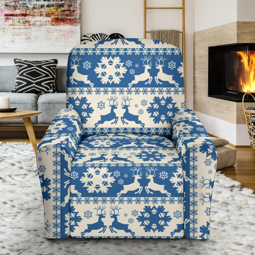 Reindeer Print Design LKS401 Recliner Slipcover with Pocket