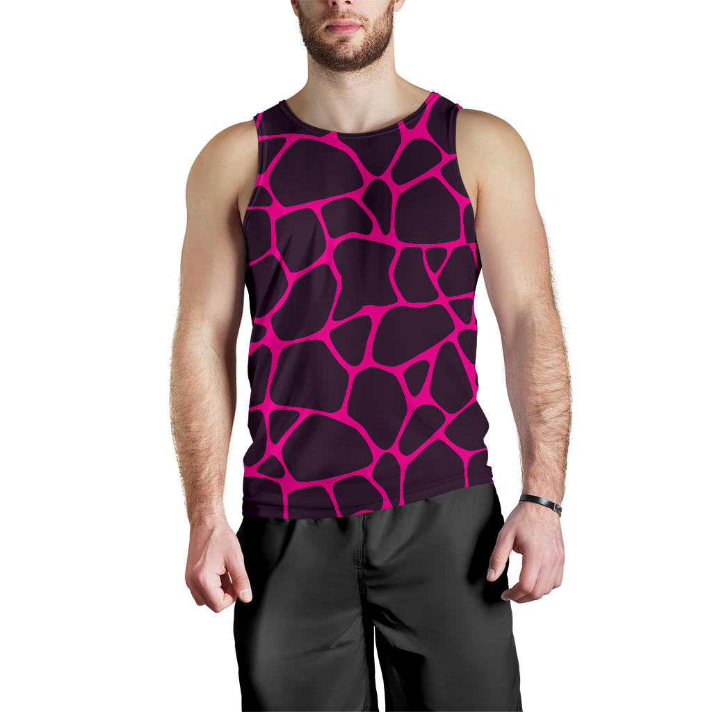Giraffe Pink Background Texture Print Men Tank Top