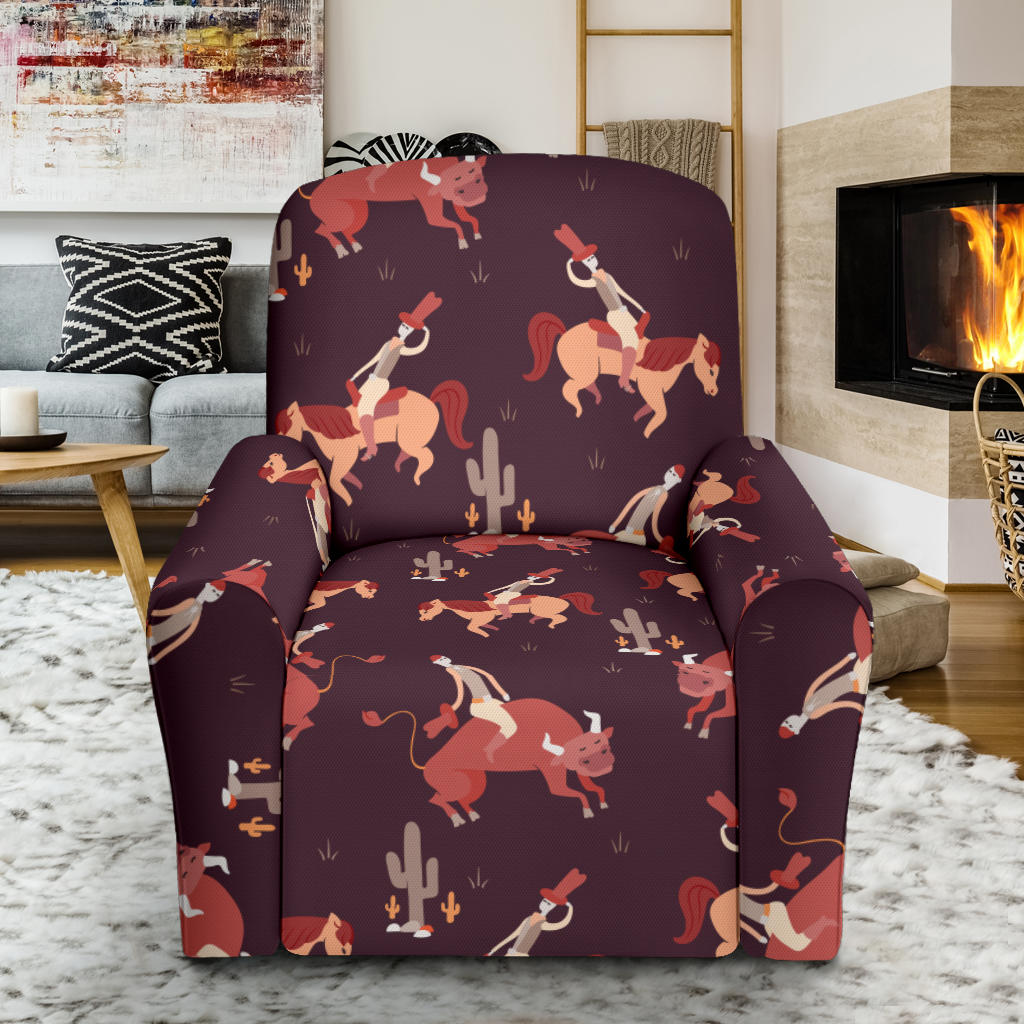 Rodeo Pattern Print Design A01 Recliner Slipcover with Pocket