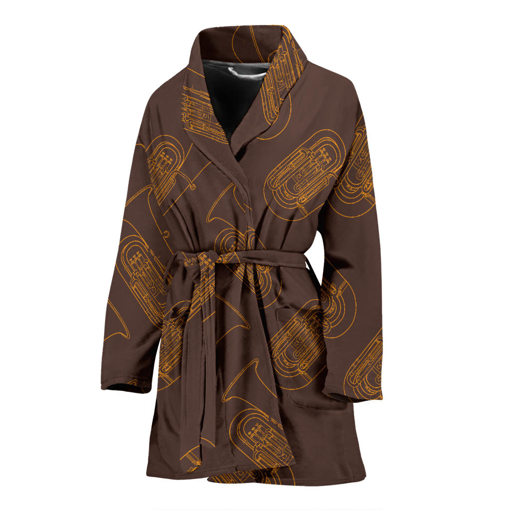 Tuba Pattern Print Design 02 Women Bathrobe