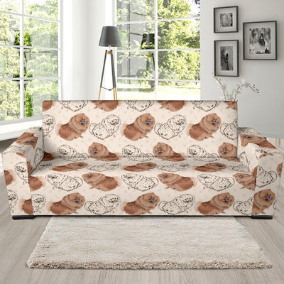 Pomeranians Pattern Print Design A01 Sofa Slipcover