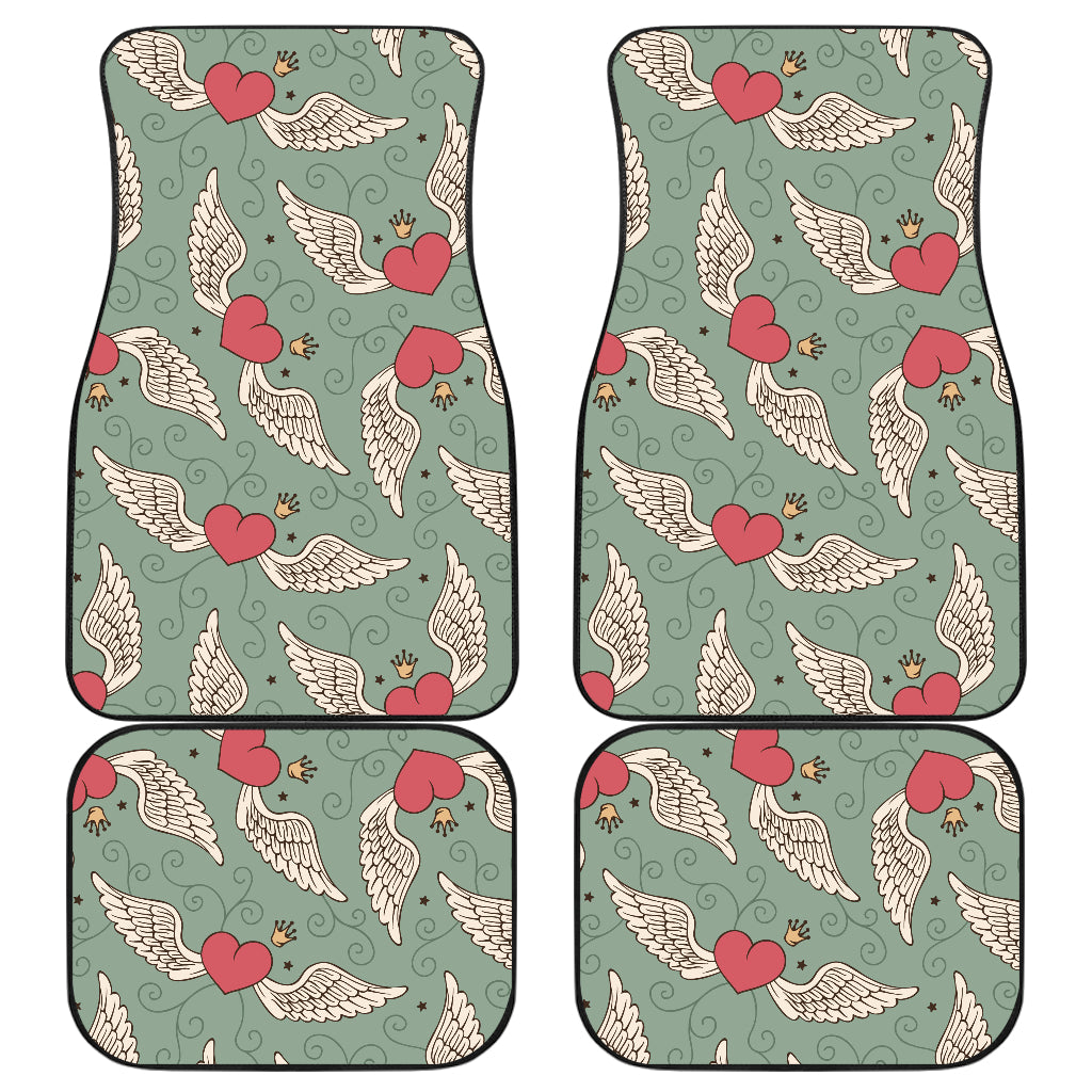 Angel Wings Heart Design Themed Print Car Floor Mats Front Back