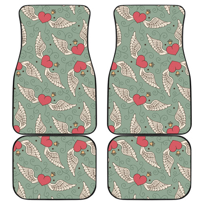 Angel Wings Heart Design Themed Print Car Floor Mats Front Back