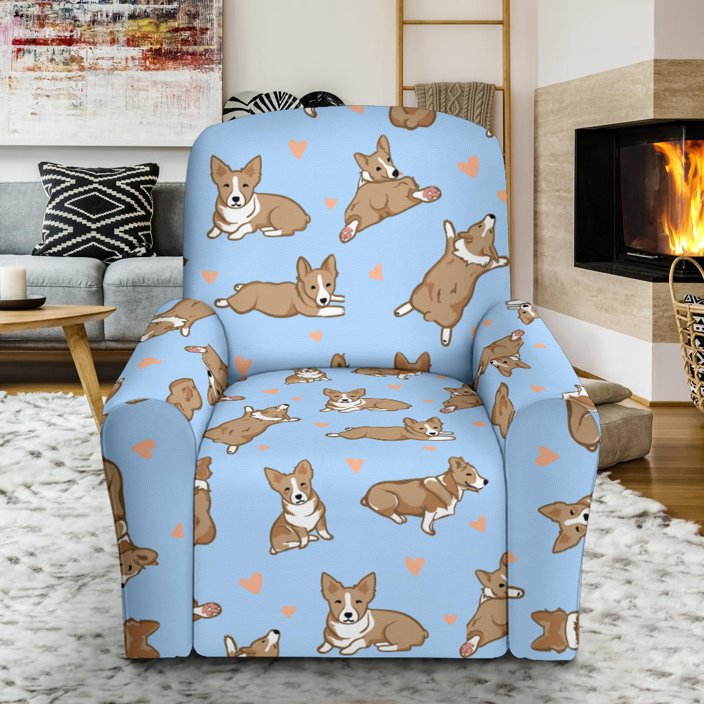Pembroke Welsh Corgis Pattern Print Design A05 Recliner Slipcover with Pocket