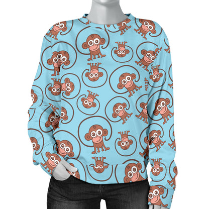 Monkey Cute Design Themed Print Women Long Sleeve Sweatshirt