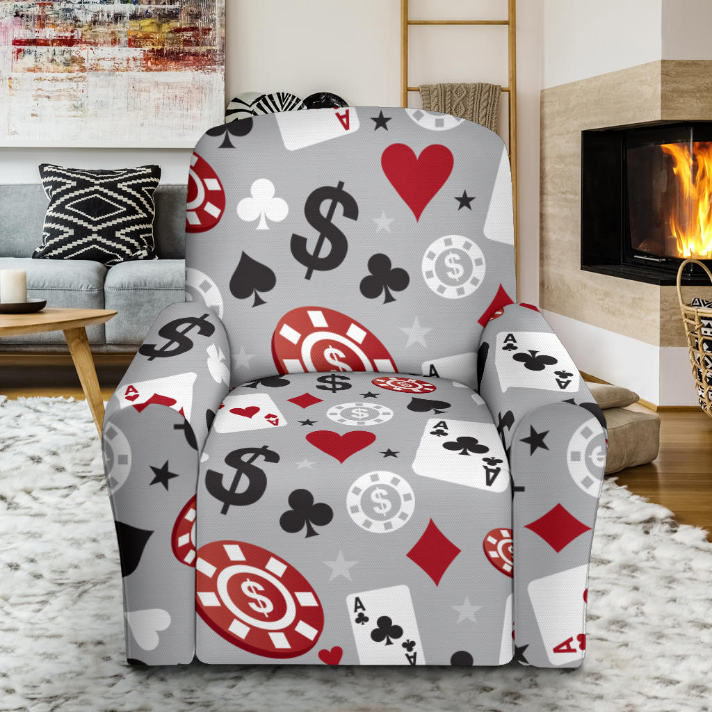 Casino Pattern Print Design 01 Recliner Slipcover with Pocket