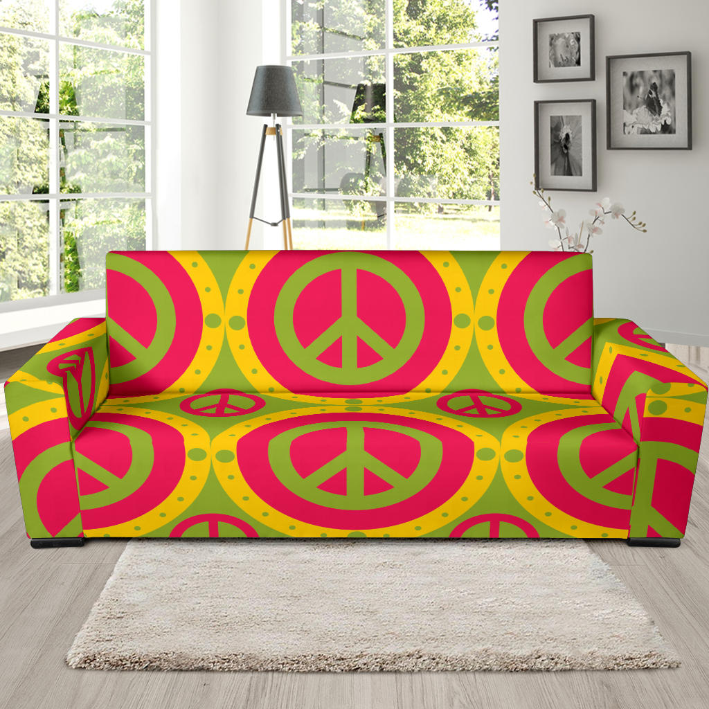 Peace Sign Pattern Print Design A01 Sofa Slipcover