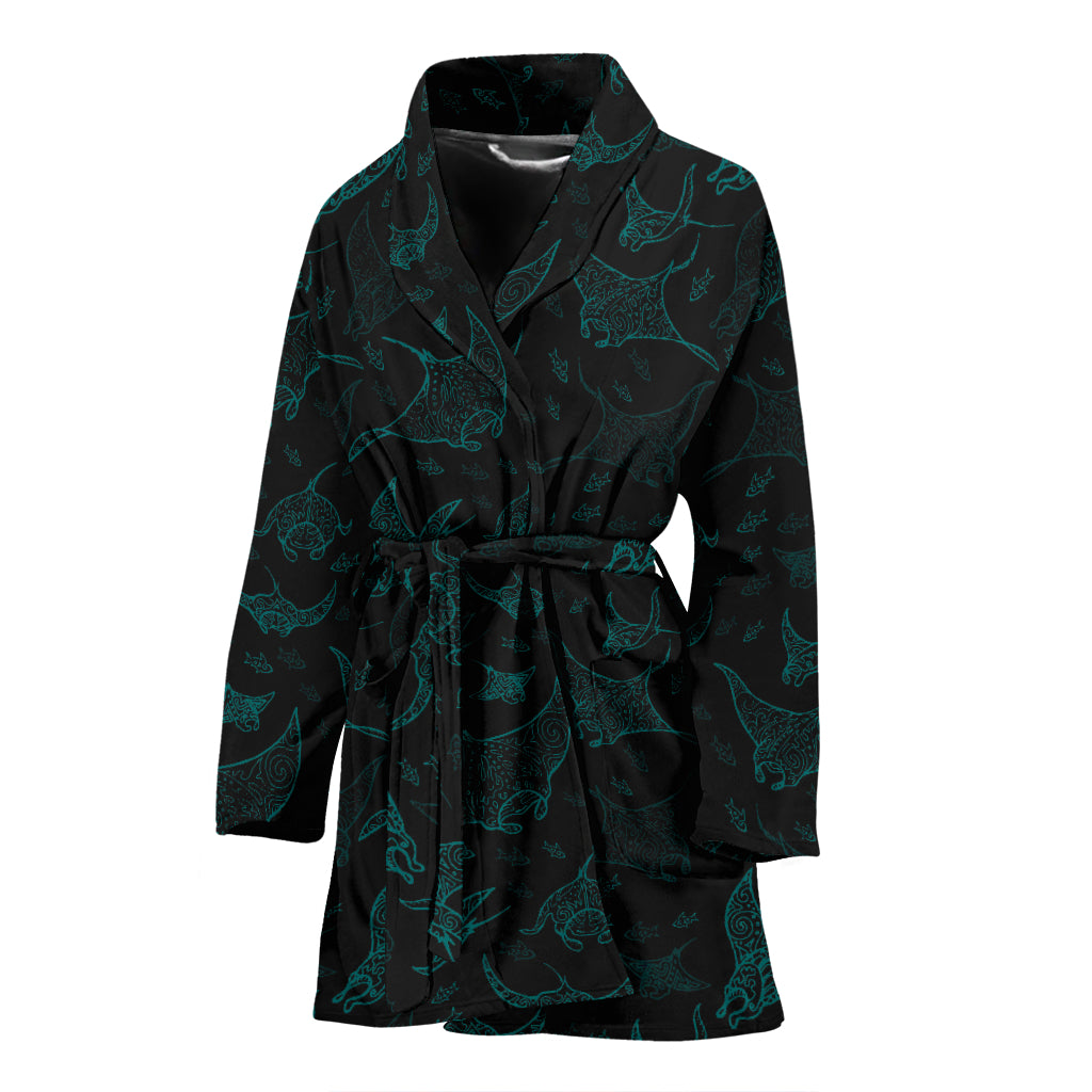 Manta Ray Print Design LKS402 Women Bathrobe