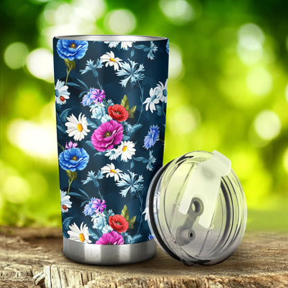 Floral Blue Themed Print Tumbler