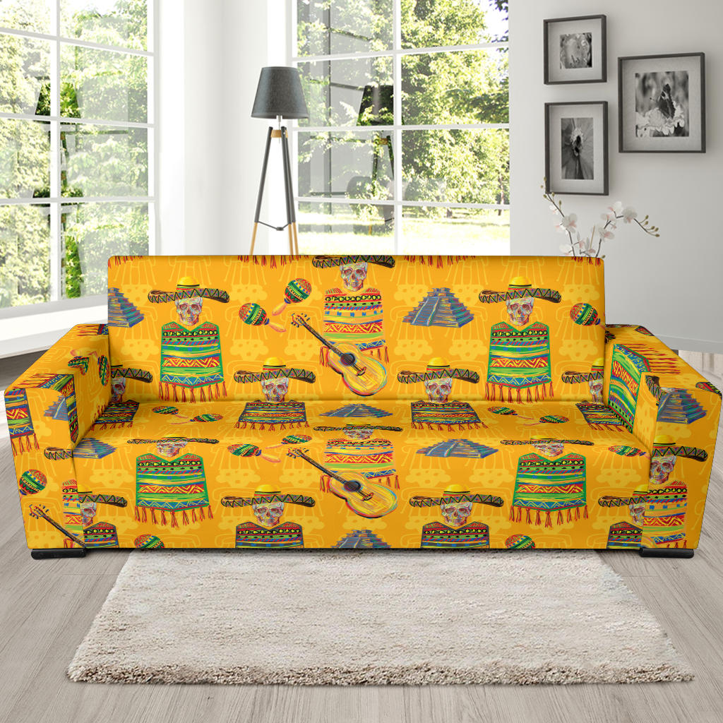 Maracas Mexican Style Pattern Print Design 02 Sofa Slipcover