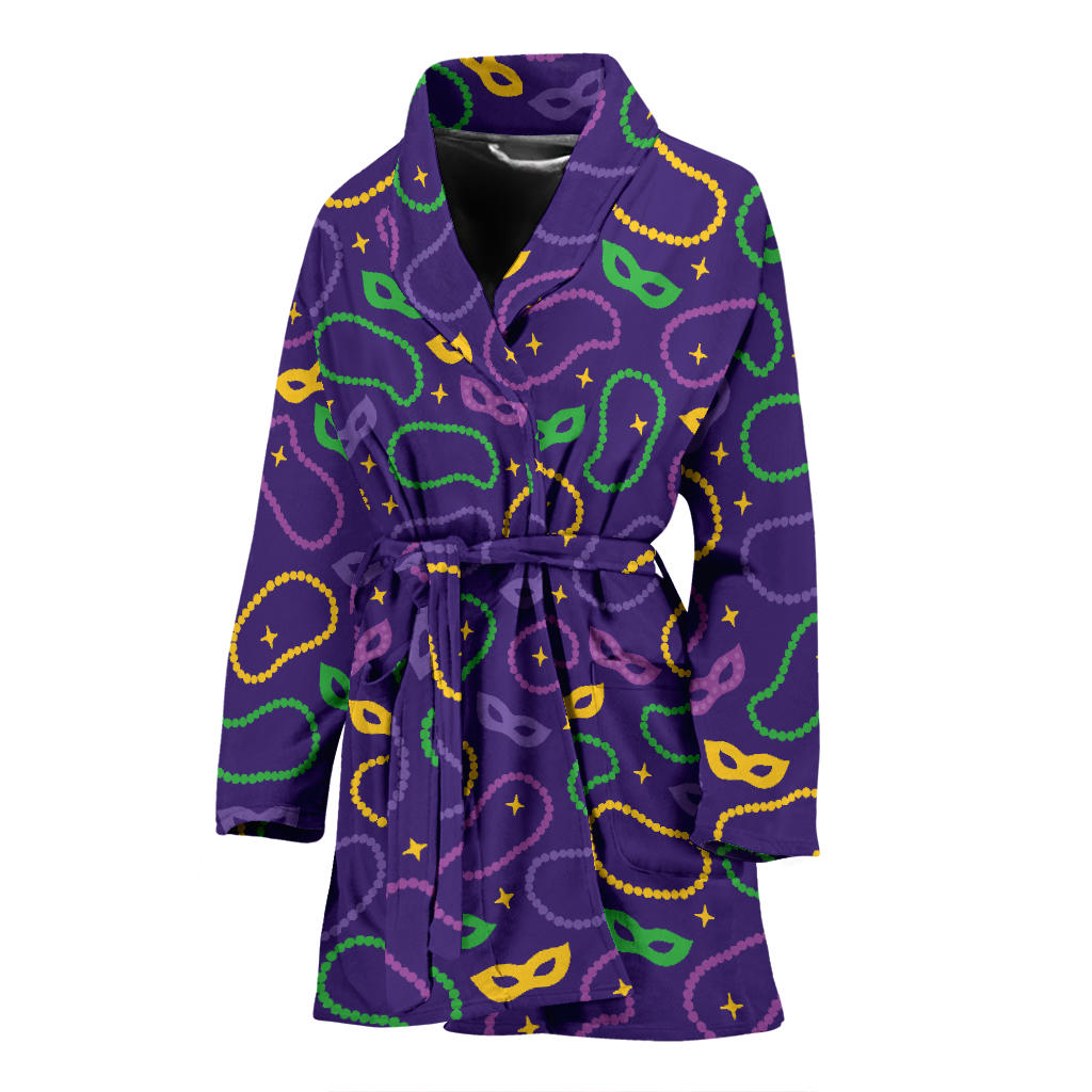 Mardi Gras Pattern Print Design 04 Women Bathrobe